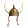 CASQUE VIKING ADULTE LONGUES CORNES + NATTES BLONDES