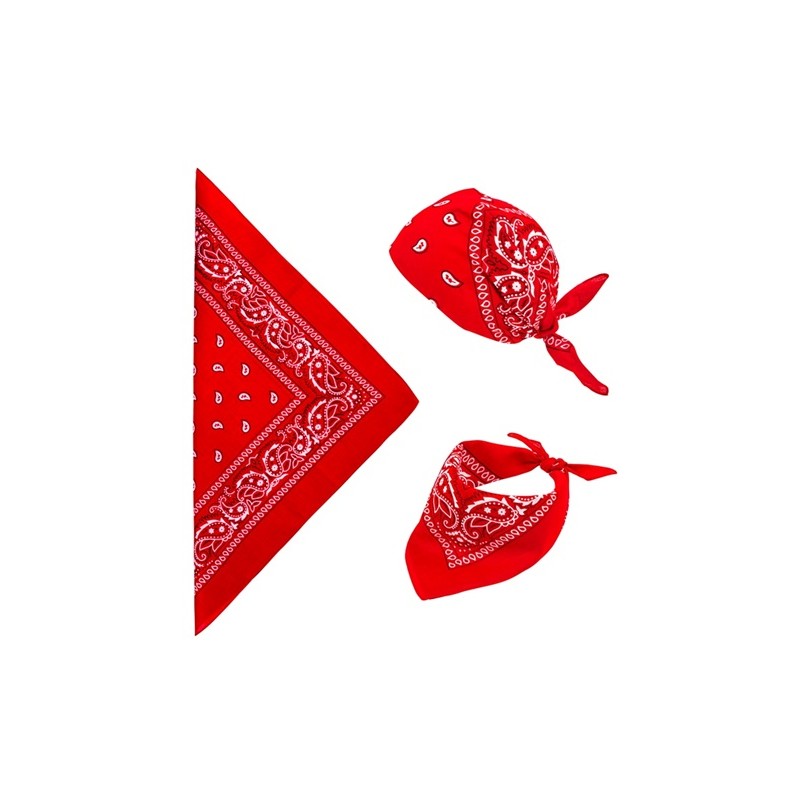 FOULARD OU BANDANA ROUGE WESTERN OU COWBOY 55 X 55 CM COTON