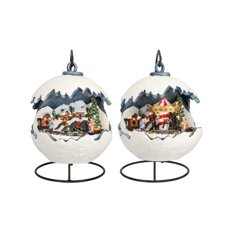 1 BOULE DE NOEL 2 DECORS DIFFERENTS LUMINEUSE ET ANIMEE 1 BOULE DE NOEL 2 DECORS DIFFERENTS LUMINEUSE ET ANIMEE