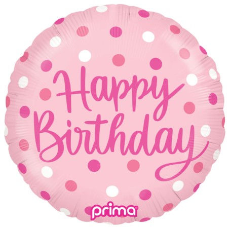 BALLON METALLIQUE ROND ROSE HAPPY BIRTHDAY 46 CM 