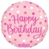 BALLON METALLIQUE ROND ROSE HAPPY BIRTHDAY 46 CM 