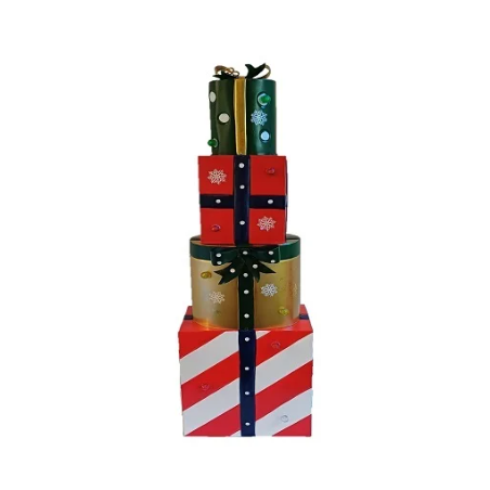 BOITES CADEAUX DE NOEL RONDES ET CARREES METAL AVEC LED LUMINEUSES MULTICOLORES