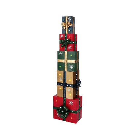 BOITES CADEAUX DE NOEL CARREES METAL AVEC LED LUMINEUSES MULTICOLORES