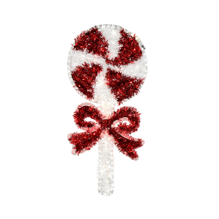 1 SUCETTE LOLLIPOP NOEL OU FETE FORRAINE ROUGE ET BLANC LUMINEUSE