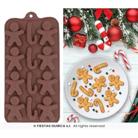 MOULE EN SILICONNE POUR 12 BISCUITS DE NOEL 10 X 20 CM