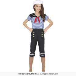 DEGUISEMENT MOUSSAILLON FILLE SAILOR TUNIQUE BLEUE TAILLE 5-6  ANS