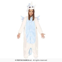 DEGUISEMENT PYJAMA KUGURUMI BLEU ET BLANC LICORNE TAILLE 5-6 ANS 