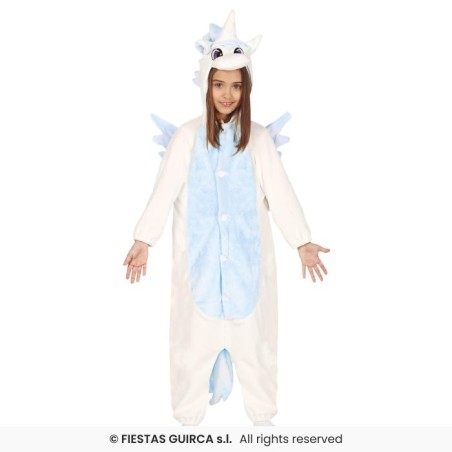 DEGUISEMENT PYJAMA KUGURUMI BLEU ET BLANC LICORNE TAILLE 7-9 ANS 