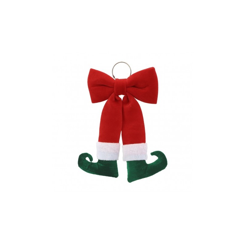 NOEUD ROUGE EN TISSU VELOUR PIEDS LUTIN VERT 25CM X 40CM NOEUD ROUGE EN TISSU VELOUR PIEDS LUTIN VERT 25CM X 40CM