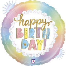 BALLON METALLIQUE ROND HAPPY BIRTHDAY OPAL 46 CM 