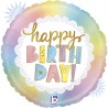 BALLON METALLIQUE ROND HAPPY BIRTHDAY OPAL 46 CM 