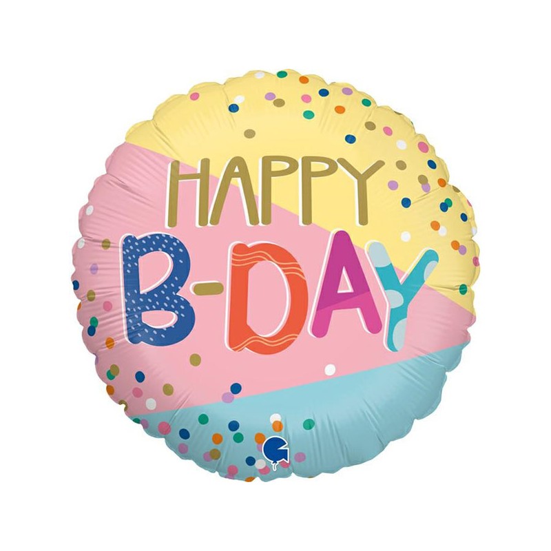 BALLON ROND METALLIQUE HAPPY BIRTHDAY COULEURS PASTEL 46 CM BALLON ROND METALLIQUE HAPPY BIRTHDAY COULEURS PASTEL 46 CM