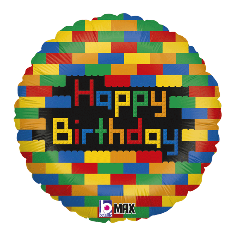 BALLON METALLIQUE ROND LEGO HAPPY BIRTHDAY 46 CM BALLON METALLIQUE ROND LEGO HAPPY BIRTHDAY 46 CM