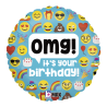 BALLON METALLIQUE ROND OMG IT'S YOUR BIRTHDAY (EMOJI) 46 CM 