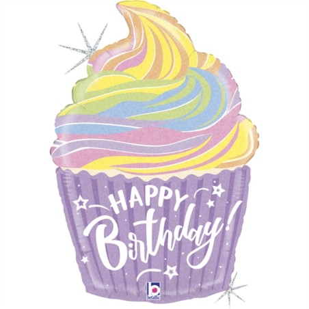 BALLON METALLIQUE CUP CAKE HAPPY BIRTHDAY 56 CM 