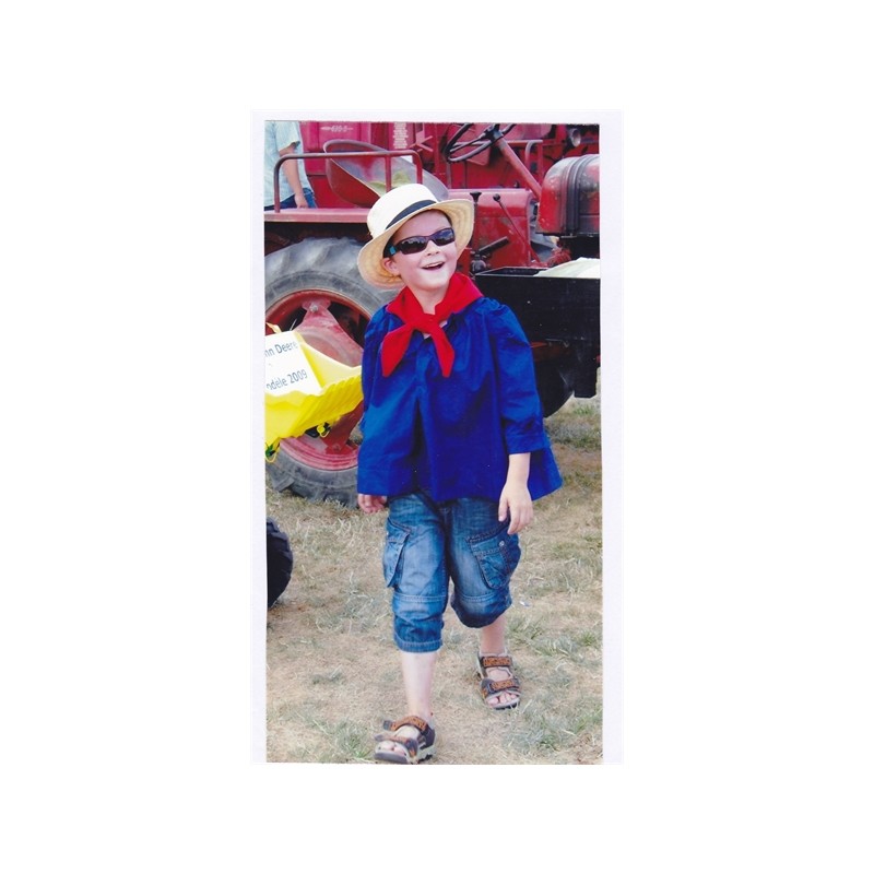 DEGUISEMENT PAYSAN CHEMISE BLEUE + FOULARD ROUGE 3-4 ANS 