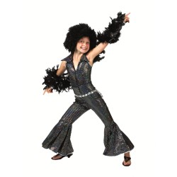 DEGUISEMENT COMBINAISON DISCO PAILLETEE NOIRE TAILLE 164