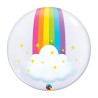 BALLON DECO BUBBLES HAPPY BIRTHDAY ARC EN CIEL NUAGE 61 CM