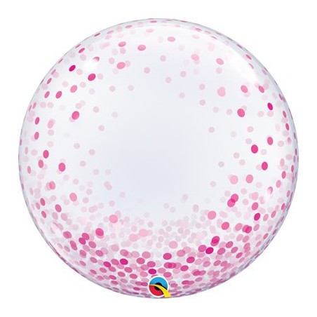 BALLON BUBBLES DECO CONFETTIS ROSES 61 CM