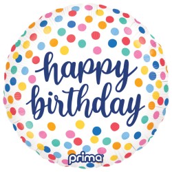 BALLON METALLIQUE ROND MULTICOLORE HAPPY BIRTHDAY 46 CM 