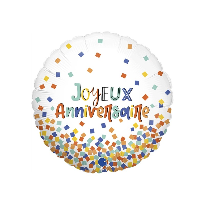 BALLON METALLIQUE ROND JOYEUX ANNIVERSAIRE MULTICOULEUR 46 CM BALLON METALLIQUE ROND JOYEUX ANNIVERSAIRE MULTICOULEUR 46 CM