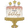 BALLON METALLIQUE GATEAU HAPPY BIRTHDAY ROSE GOLD ET OR 66 CM 