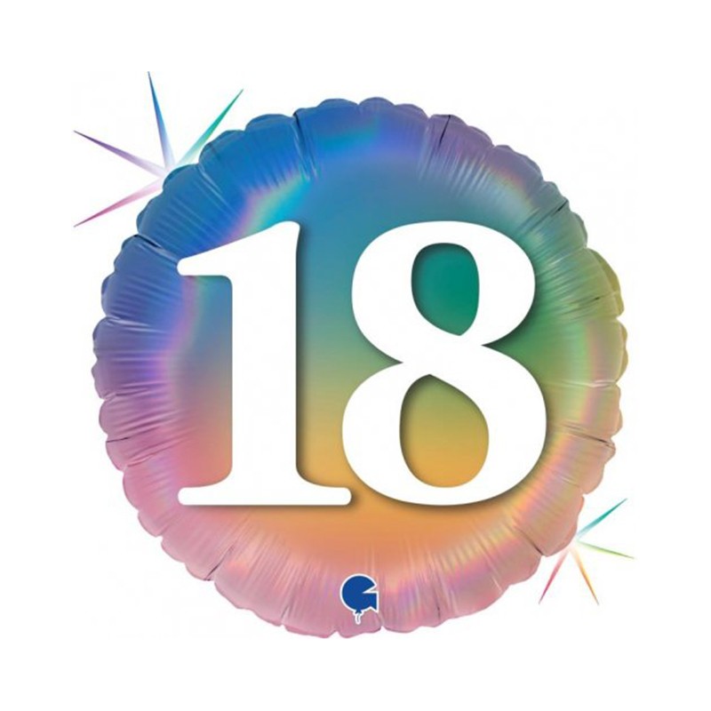BALLON METALLIQUE ROND ARC EN CIEL 18 ANS 46 CM BALLON METALLIQUE ROND ARC EN CIEL 18 ANS 46 CM