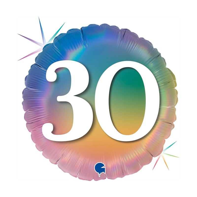 BALLON METALLIQUE ROND ARC EN CIEL 30 ANS 46 CM BALLON METALLIQUE ROND ARC EN CIEL 30 ANS 46 CM