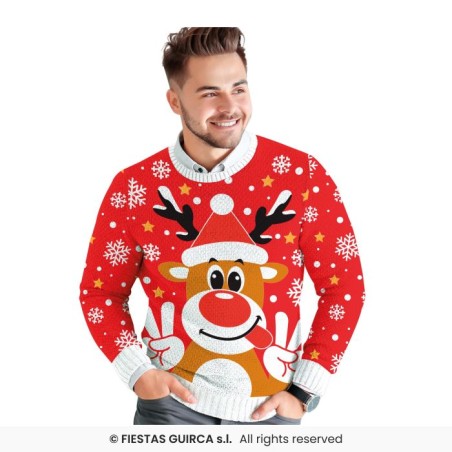 DEGUISEMENT PULL DE NOEL ROUGE RENNE RUDOLF TAILLE S