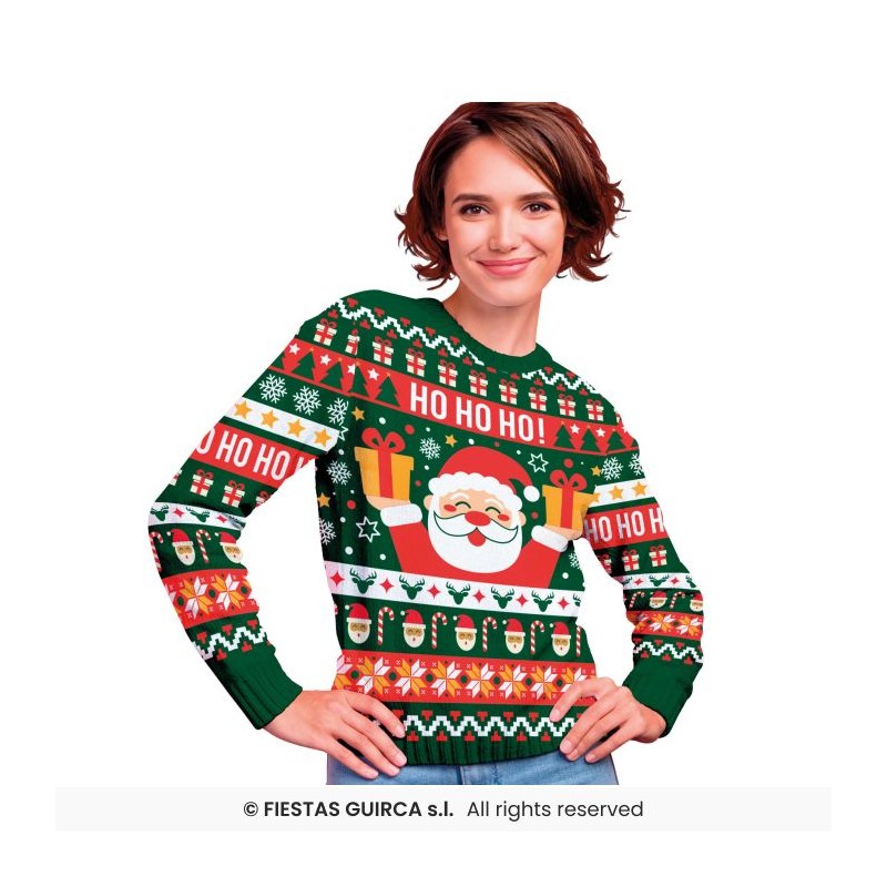 DEGUISEMENT PULL DE NOEL VERT PERE NOEL TAILLE L