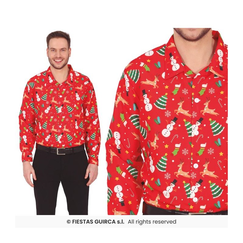 DEGUISEMENT CHEMISE DE NOEL ROUGE BONHOMME DE NEIGE RENNE ET SAPIN TAILLE L DEGUISEMENT CHEMISE DE NOEL ROUGE BONHOMME DE NEIGE RENNE ET SAPIN TAILLE L