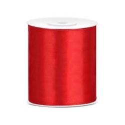 RUBAN SATIN ROUGE  100 MM X 25 M