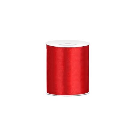 RUBAN SATIN ROUGE  100 MM X 25 M