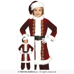 DEGUISEMENT GARCON PERE NOEL ROUGE DECORATION OR TAILLE 10-12 ANS