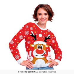 DEGUISEMENT PULL DE NOEL ROUGE RENNE RUDOLF TAILLE L