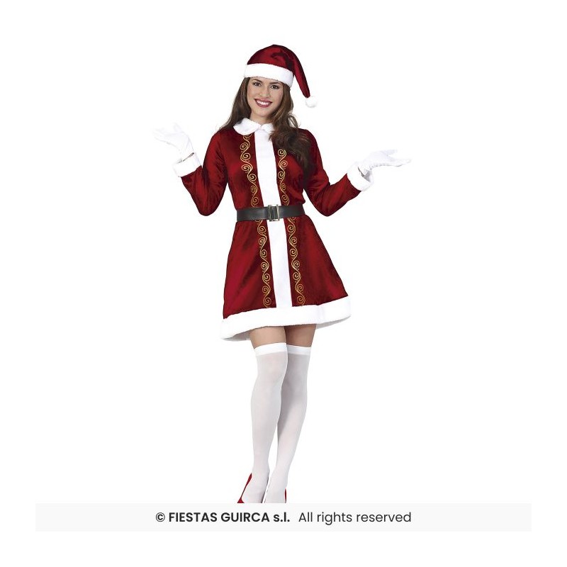 DEGUISEMENT FEMME MERE NOEL ROUGE ET OR ROBE COURTE TAILLE L