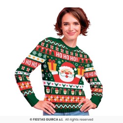DEGUISEMENT PULL DE NOEL VERT PERE NOEL TAILLE S