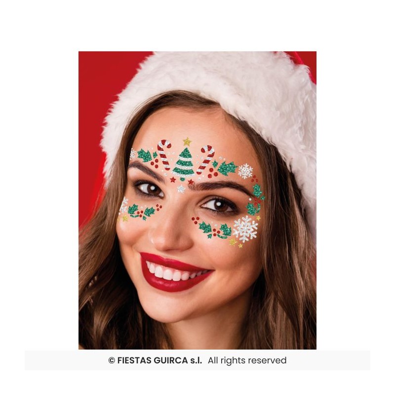 BIJOUX OU STICKER DE VISAGE STRASS SAPINS DE NOEL
