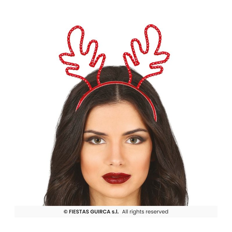 SERRE-TETE OU DIADEME NOEL ROUGE AVEC STRASS CORNES DE RENNE SERRE-TETE OU DIADEME NOEL ROUGE AVEC STRASS CORNES DE RENNE