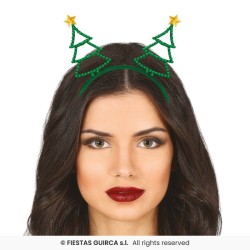 SERRE-TETE OU DIADEME NOEL VERT AVEC STRASS SAPIN DE NOEL