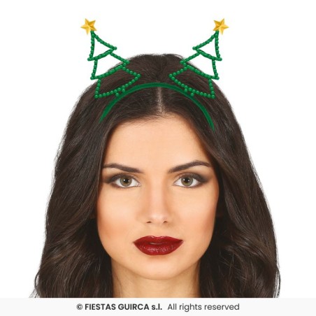 SERRE-TETE OU DIADEME NOEL VERT AVEC STRASS SAPIN DE NOEL