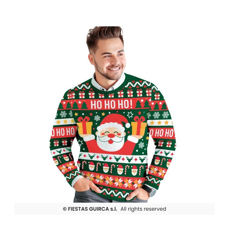 DEGUISEMENT PULL DE NOEL VERT PERE NOEL TAILLE M HOMME