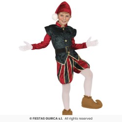 DEGUISEMENT LUTIN DE NOEL ROUGE ET VERT CULOTTE BOUFFANTE TAILLE 3-4 ANS