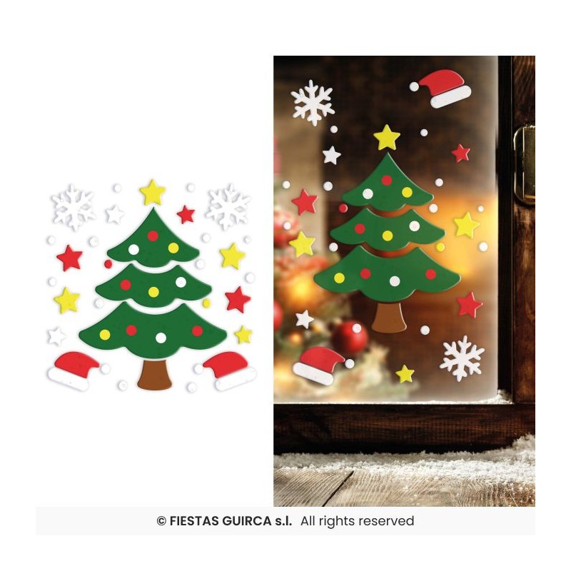 DECORATION DE FENETRE EN GEL NOEL THEME SAPIN DE NOEL 20 X 25CM