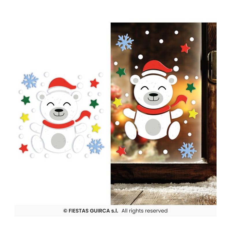 DECORATION DE FENETRE EN GEL NOEL THEME OURS POLAIRE 20 X 25CM DECORATION DE FENETRE EN GEL NOEL THEME OURS POLAIRE 20 X 25CM