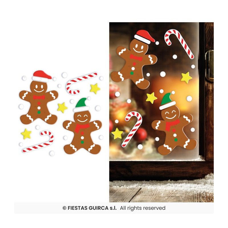 DECORATION DE FENETRE EN GEL NOEL THEME BISCUIT OU PAIN D'EPICE 20 X 25CM DECORATION DE FENETRE EN GEL NOEL THEME BISCUIT OU PAIN D'EPICE 20 X 25CM