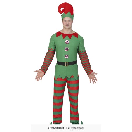 DEGUISEMENT LUTIN DE NOEL PANTALON RAYE VERT ET ROUGE TAILLE XL