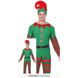 DEGUISEMENT LUTIN DE NOEL PANTALON RAYE VERT ET ROUGE TAILLE XL