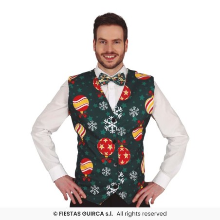 DEGUISEMENT GILET DE NOEL VERT BOULES DE NOEL TAILLE UNIQUE