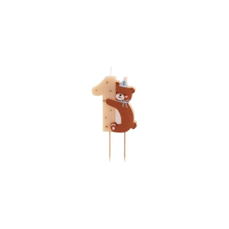 BOUGIE CHIFFRE 1 AVEC TEDDY BEAR OU OURS EN PELUCHE BOUGIE CHIFFRE 1 AVEC TEDDY BEAR OU OURS EN PELUCHE
